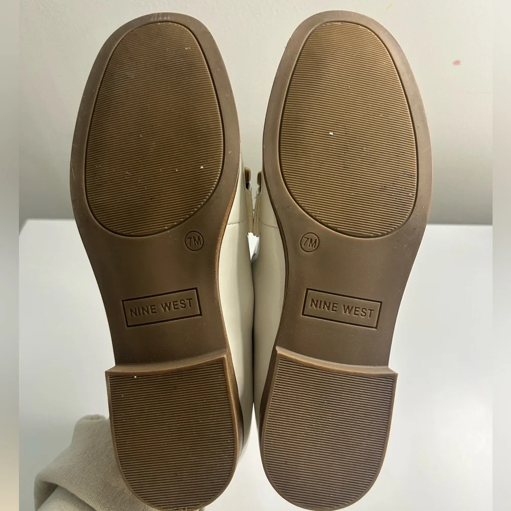 Nine West Women's White Loafers with Gold Accent - Picture 3 of 5